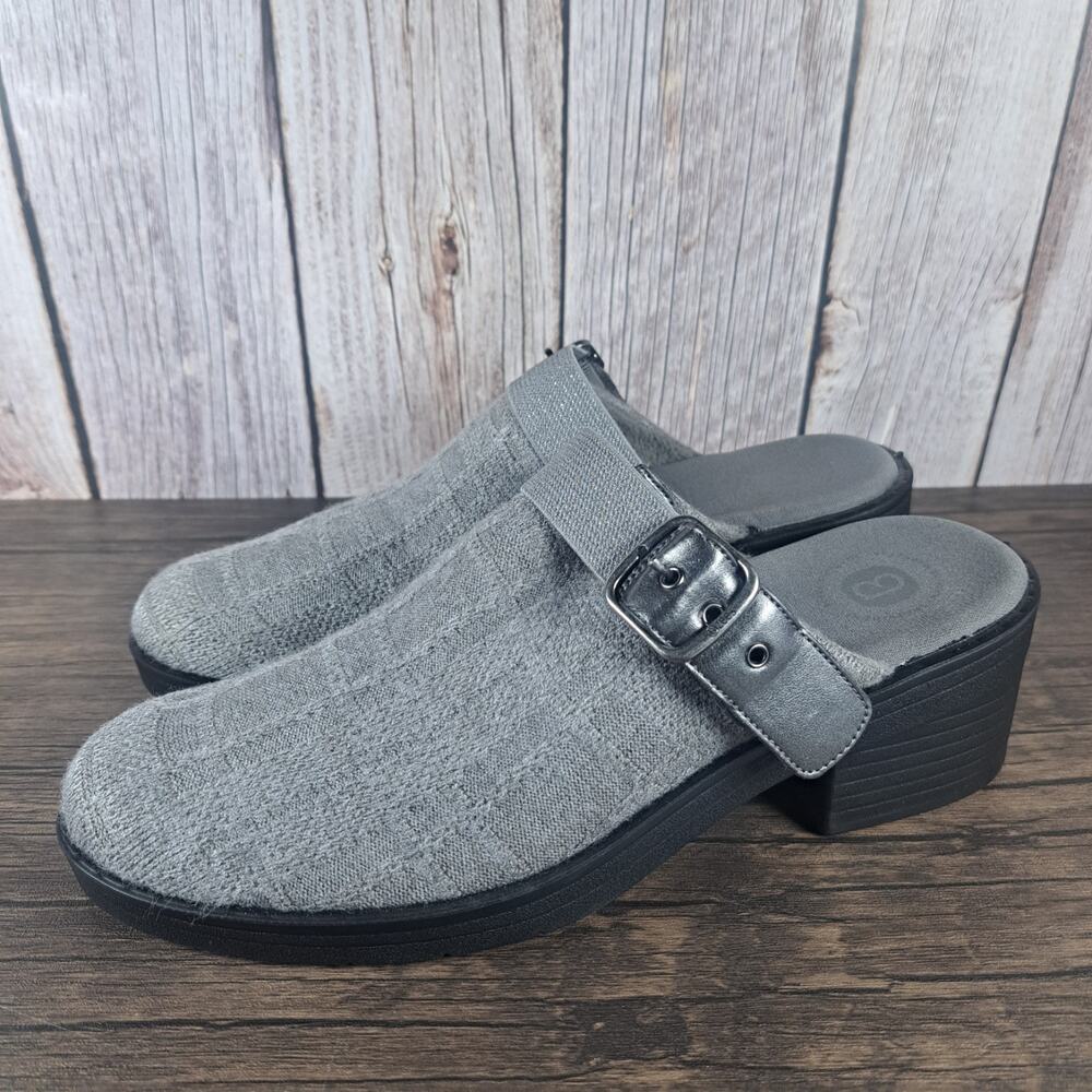 Bzees Premium Open Book Slip On Mule Clogs Gray Women's Sz 7.5 M (VGC)